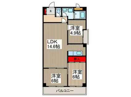 モリサンビル(3LDK/2階)の間取り写真