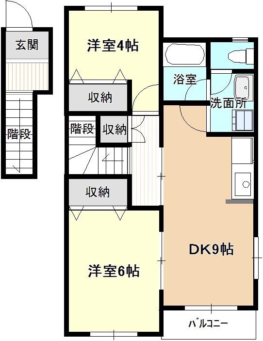 エクセルIIさつき(2DK/2階)の間取り写真