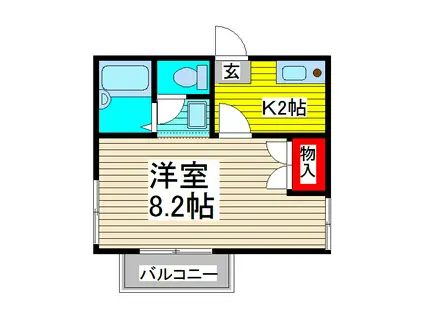 コーポカキザキ(1K/1階)の間取り写真