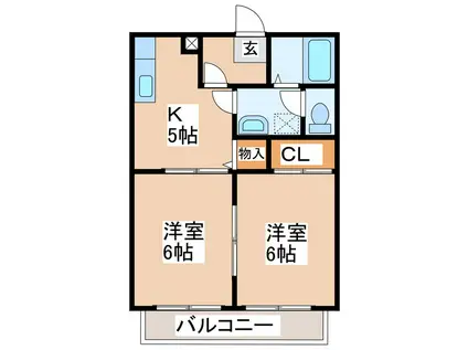 ハイツマロニエ(2K/2階)の間取り写真