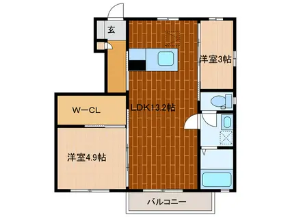 イグドラシル(2LDK/1階)の間取り写真