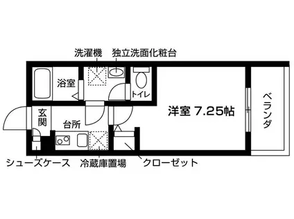 モクシオンエスポワール(ワンルーム/1階)の間取り写真