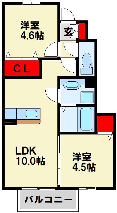 ソレイユ ヴィラージュM(2LDK/1階)の間取り写真