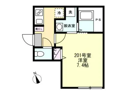 ベイルーム藤沢長後(1K/2階)の間取り写真