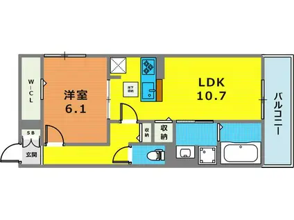 NOBLE TERRACE中山手(1LDK/2階)の間取り写真