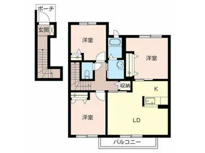 シャーメゾンロイヤルヒルズII(3LDK/2階)の間取り写真