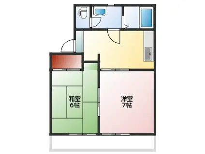 メゾン ゴールデン バレー A棟(2K/1階)の間取り写真