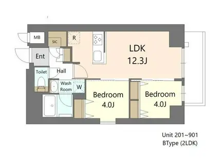 S-RESIDENCE王子ENABLE(2LDK/3階)の間取り写真
