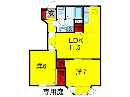 バレンシアA・B(2LDK/1階)の間取り写真