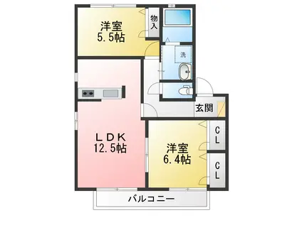 MASTTOWN茜 D棟(2LDK/2階)の間取り写真