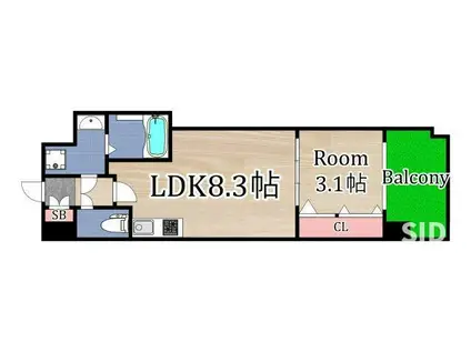 ミラージュパレス都島本通(1LDK/9階)の間取り写真