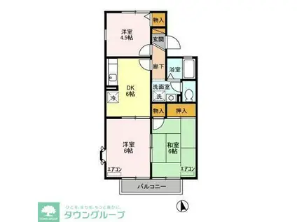 シャトルアイII(3DK/2階)の間取り写真