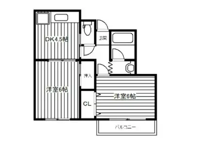 ドミール横田(2DK/3階)の間取り写真