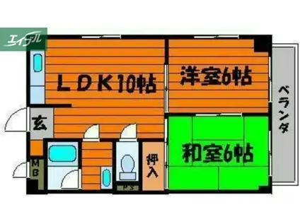 センチュリー旭川(2LDK/4階)の間取り写真