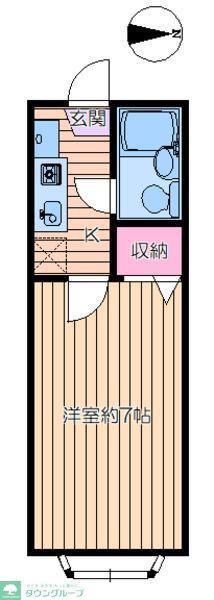 シャンブル綾瀬H(1K/1階)の間取り写真