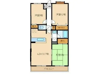 第6旭マンション(3LDK/2階)の間取り写真