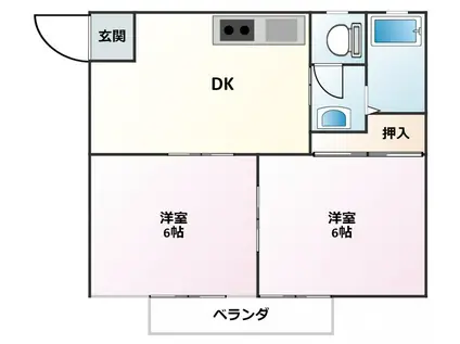 サンシティフルヤ B棟(2DK/2階)の間取り写真