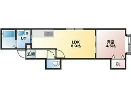 ハピネス南10条(1LDK/3階)の間取り写真