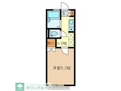 ハイツ富士海(1K/2階)の間取り写真