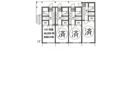 フローラⅠ(1K/1階)の間取り写真