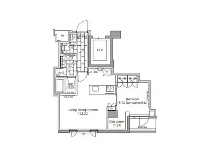 パークハビオ日本橋蛎殻町(1LDK/7階)の間取り写真