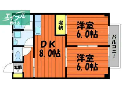 コーポ田中(2DK/1階)の間取り写真