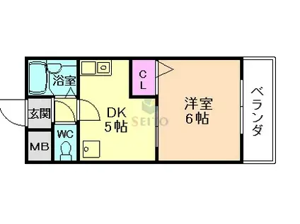 ラポール十三(1DK/4階)の間取り写真