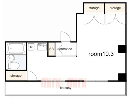 水木通マンション(ワンルーム/7階)の間取り写真
