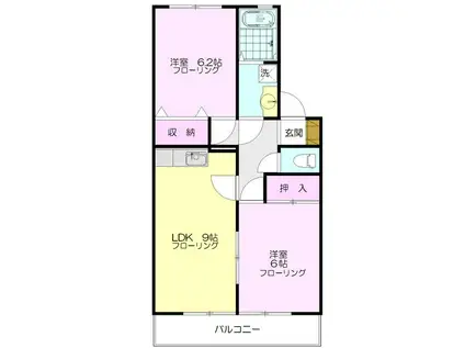 ザ・クリフサイドA棟(2LDK/1階)の間取り写真