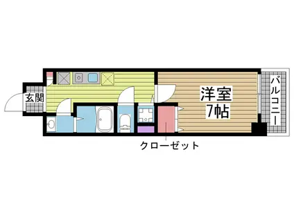 グランドタワー三宮(1K/6階)の間取り写真