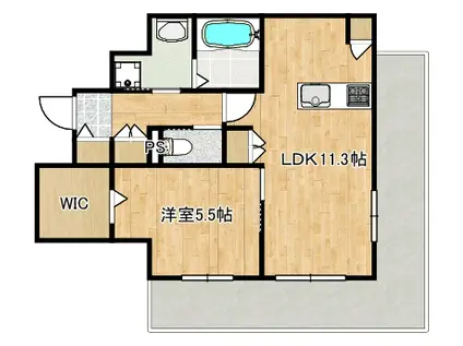 大熊町ヘーベルメゾン(1LDK/3階)の間取り写真
