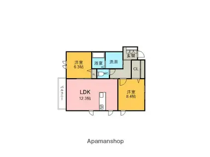 リヴァプール東新(2LDK/2階)の間取り写真