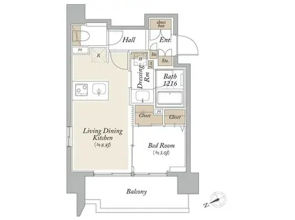 オーキッドレジデンス芝浦(1LDK/3階)の間取り写真