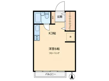 緑荘(1K/2階)の間取り写真