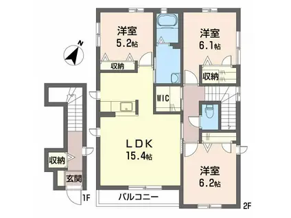 シャーメゾン山王田 H棟(3LDK/2階)の間取り写真