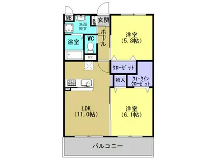 メゾン シュシュ(2LDK/3階)の間取り写真