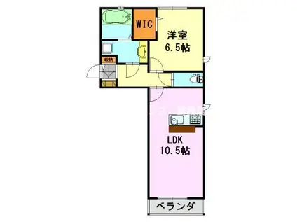 サント アロサールI(1LDK/3階)の間取り写真