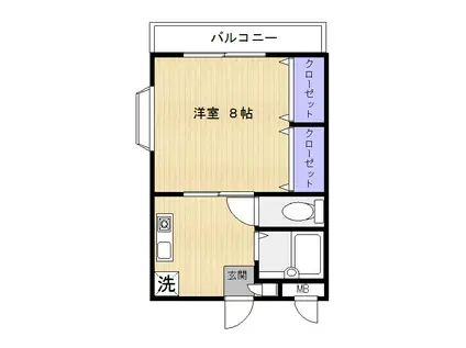 グレートハウス登戸(1K/1階)の間取り写真