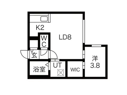 HILLS SAPPOROII ヒルズサッポロ(1LDK/2階)の間取り写真