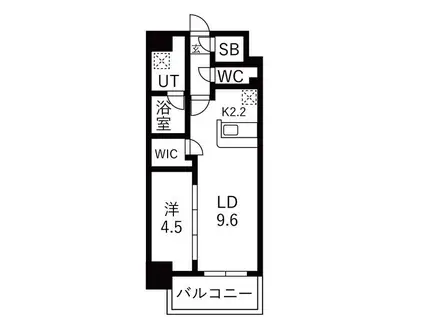 メイクスアート名駅ウエスト(1LDK/6階)の間取り写真
