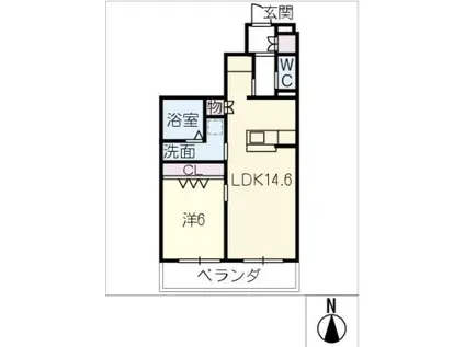 メゾン天白公園東 E棟(1LDK/2階)の間取り写真