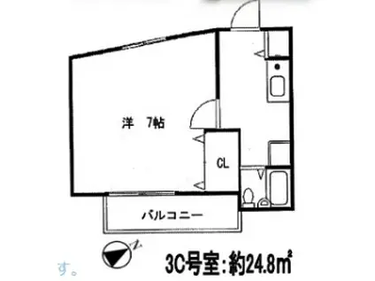 アンジェラス(1K/3階)の間取り写真