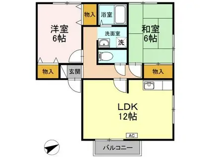 セジュール島田B棟(2LDK/2階)の間取り写真