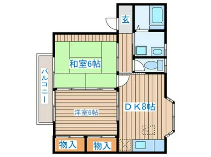 相原ハイツ(2DK/2階)の間取り写真