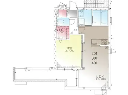 グランディオーズ町田(1LDK/4階)の間取り写真