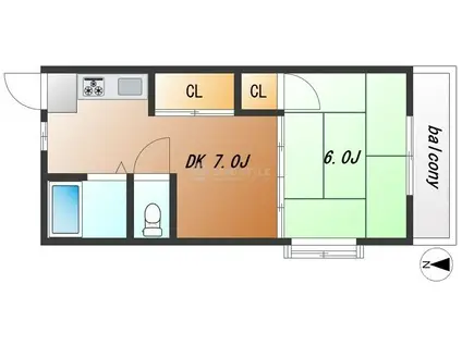 シャロン星の荘(1DK/1階)の間取り写真