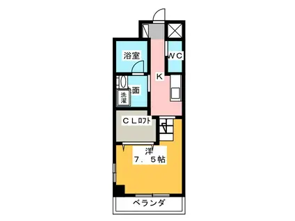 天王町コンフォート(1K/7階)の間取り写真