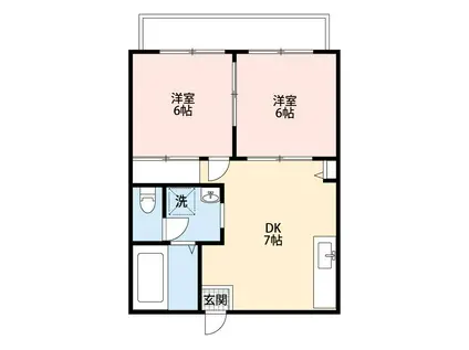 ガーデンハウスC(2DK/2階)の間取り写真