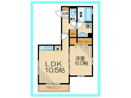 P.O.M分倍河原(1LDK/1階)の間取り写真