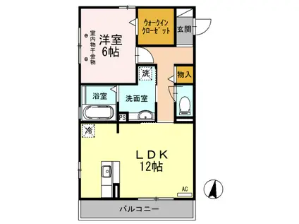 サフィール(1LDK/2階)の間取り写真